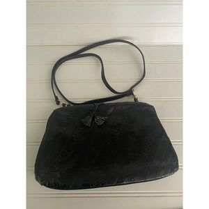 Vintage Meyers Hand Bag Clutch Purse Black Snakeskin Made in USA